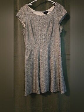 Silver Metallic Textured Women’s Fit-and-Flare Dress